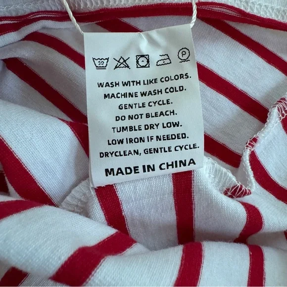 Lily Coco Red White Stripe Boat Neck Long Sleeve Cotton Womens Size L T Shirt - Picture 14 of 14